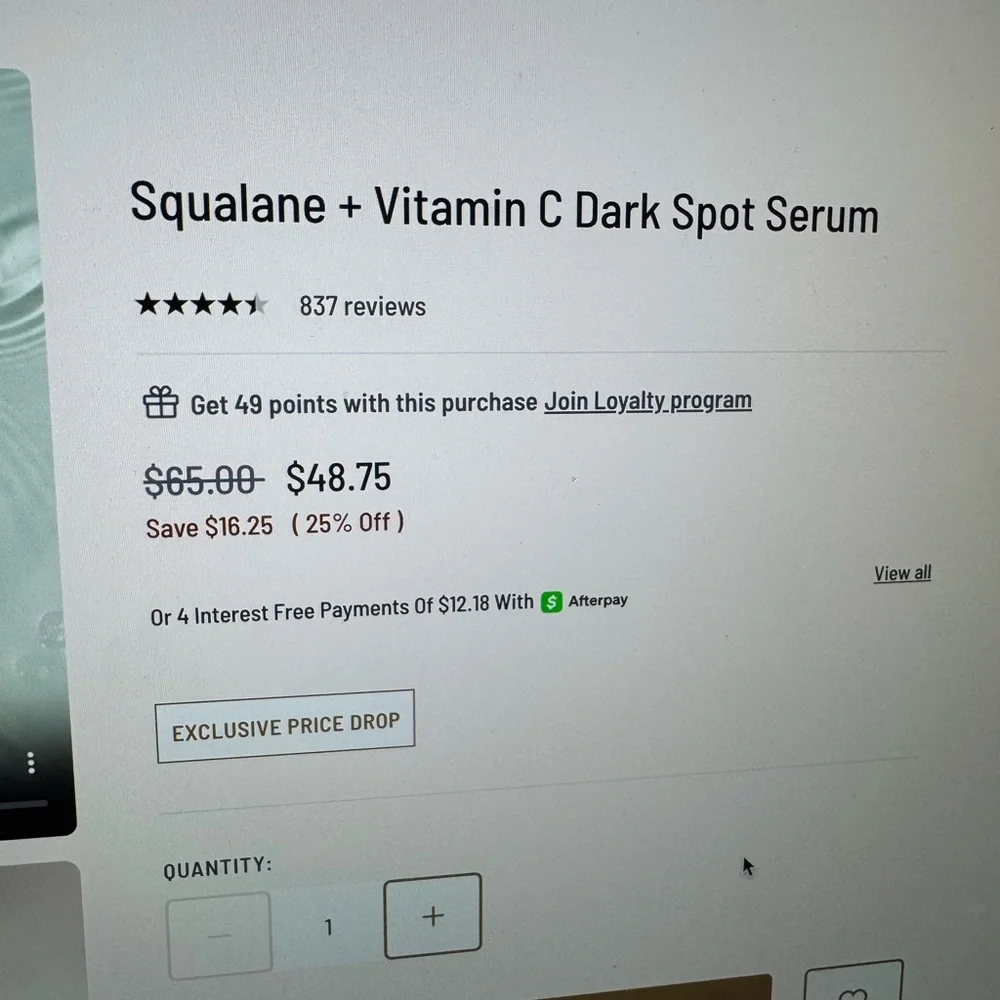 NWT Biossance Squalane + Vitamin C Dark Spot Serum - 0.5 fl oz